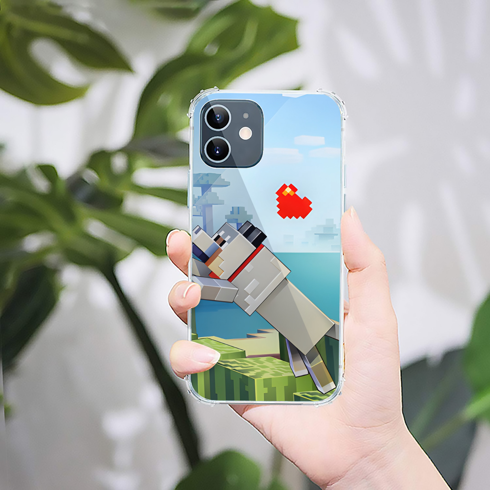 （画像用） マインクラフト ブロックの世界 Minecraft MC Block world 【iPhone 12シリーズ対応】透明スマホケース（クリアソフトケース）